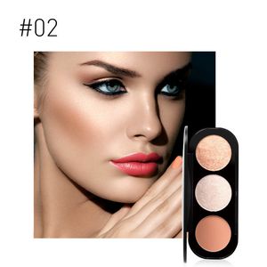 Allık ve vurgulayıcı makyaj 3 renk vurgulayıcı yüz bronzerler toz palet profesyonel aydınlatıcı yüz kozmetik