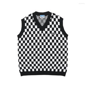 Men's Sweaters Men's Sweater Vests Knitted Lattice Graphic Sleeveless Men Women Casual Streetwear Unisex Knit Pullovers Tops