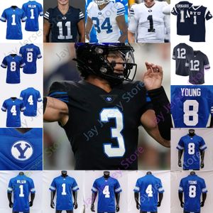 BYU Cougars Football Jersey NCAA College Jaren Hall Zach Wilson Christopher Brooks Keanu Hill Steve Young Bywater Epps Nacua Tooley Nelson Roberts Katoa Davis