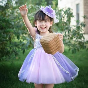 Abiti da ragazza Cekcya Baby Purple Spanish Dress 2022 Bambini Turkish Lolita Princess Ball Gown Bambini Festa di compleanno di lusso