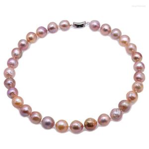 Kedjor multicolor barock sötvatten pärla 13-14mm odlad naturlig flerfärgad halsband 18 