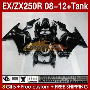 OEM Fairings Tank f￶r Kawasaki Ninja ZX250R EX ZX 250R ZX250 EX250 R Glossy Black 08-12 163no.1 EX250R 08 09 10 11 12 ZX-250R 2008 2009 2012 2012 2012