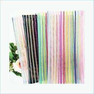 Storage Bags Nylon Net Transparent Cosmetic Bag Colorf Line Stripe Storage Toiletry Pouch Women Makeup Travel Pocket Package Convenie Dhubz