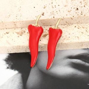 Studörhängen metallisk röd droppande peppar växt grönsak bankett smycken tillbehör för kvinnors