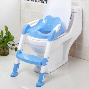 Potties Seats New Fold Baby Potty Training Seat With Adjustable Step Stool Toilet Training Potties Kids Safety Handle Auxiliary Urinal Potties T221014