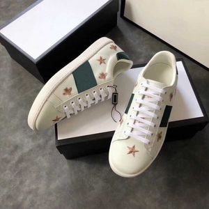 2023 Genuine Leather Shoes Designer women Sneakers Men Womens Flat Casual platform Shoes Fashion White Leather Luxury Flower Embroidered Flat Sports Shoe NO9