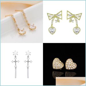 Dangle Chandelier Jewelry Design Feeling Star Dangle Alloy Gold Long Earring Manufacturer Direct Supply Female Bow Hollow Cross Chan Dhmtp