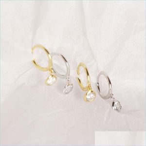 Stud Solid 925 Sterling Sier Retro Rivit Cartilage Stud Earrings For Woman Girls Bling Zircon Piercing Earring Pendientes Drop Delive Dhgub
