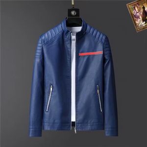 2023 Men Designer Leather Jacket high quality coats Black Leather Embroidered Loose Stand Collar Jackets Size M-3XL