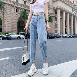 Frauen Jeans Damen Blau Hohe Taille Frau Koreanische Damen Denim Harem Hosen Hosen Lose Plus Größe Mom Pantalon Pour Femme