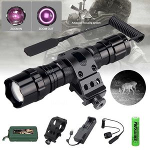 Flashlights Torches 501B LED Infrared Tactical Flashlight Zoomable Night Vision Hunting Torch Rechargeable Waterproof Flashlights IR 850nm 940nm L221014