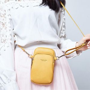 財布黄色の小さなショルダーバッグ2022女性ソフトレザーの女性携帯電話ポケットメッセンジャーレディースクロスボディ
