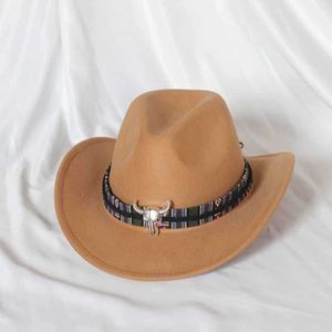 Caps Cowboy Beanie/Skull Hat Fedoras for Men Western New Gentleman Tauren Belt Jazz Panama Autumn Winter L221013