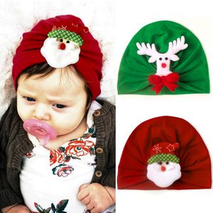 M524 Kids Christmas Hat Infant Baby Girl Cartoon Elk Santa Claus Cap Indian Turban Caps Soft Headwear Skull Beanie Children Hats