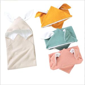 Baby badrock gain kanin öronrockar muslin bomull badhanddukar huva cape tecknad strandhandduk barn gose swaddle swaddling bc129