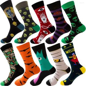 Men's Socks Halloween Fall Winter Fashion Men's Skeleton Alien Women's Pumpkin Harajuku Bat