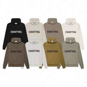 Ess Jacquard Designer Fashion Men Hoodie Knitting Sweaters Long Sleeve Hoody Pullover Sweatshirts Knitted Top Loose Mens Hip Hop Letter New Colors J35z