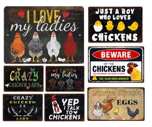 I Love My Ladies Vintage Metal Painting Targa in metallo Funny Chicken Farm Targa decorativa Decorazione della stanza per Cave Wall Art Decor Adesivi in placche di ferro