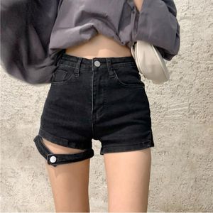 Kvinnors jeans kvinnors kvinnor kort 2022 sommar elastiska mager höga midjbyxor denim byxa känsla av design casual mamma vintage shorts