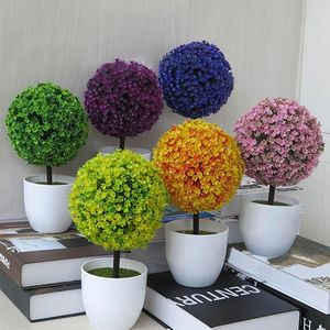 Fleurs décoratives Sakura boule de neige arbre artificiel herbe persane plantes d'eucalyptus bonsaï accessoires pour la maison chambre salon décor faux