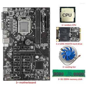 Motherboards B250B 12 PCIE Mining Motherboard With Random CPU FAM 120G MSATA SSD DDR4 8G RAM LGA1151 SATA3.0 USB 3.0 VGA For BTC