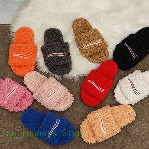 Literowe kapcie Vills Designer Winter Lamb wełna haft haft damski futro puszyste wygodne ciepłe na zewnątrz płaskie dno swobodny damski sandał 35-45