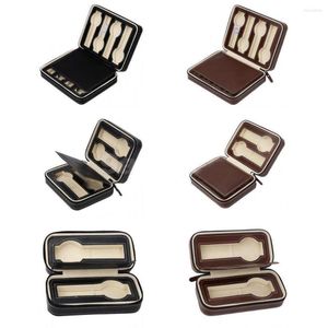 Watch Boxes 2 Slot Luxury PU Leather Portable Travel Case Collector Storage Zipper Box