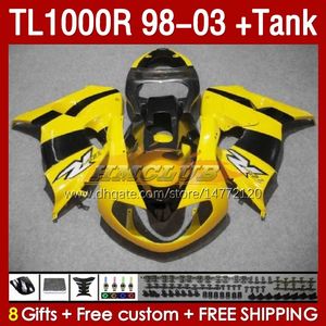 Fantas de tanques para Suzuki TL-1000R SRAD TL-1000 TL 1000 R 1000R 98-03 Bodywork 162No.101 TL1000R 1998 1999 2000 01 02 03 TL1000 R 98 99 00 2001 2002 2003 Failing Glossy