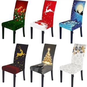 Stuhlabdeckungen Weihnachtszeiten Deckung Spandex Dining Santa Claus Elastic Seat Case Slipcover House Fe Chaise 2023 Weihnachtsdekoration