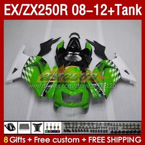OEM Fairings Tank voor Kawasaki Green Stock Ninja ZX250R Ex ZX 250R ZX250 EX250 R 08-12 163NO.3 EX250R 08 09 10 11 12 ZX-250R 2008 2008 2009 2011 2012 Injectie Fairing
