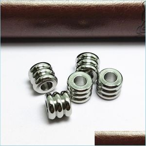 Crimp End Beads 20Pcs Stainless Steel Big Hole Spacer Beads Ring Inner 2 3 4 5 6 Mm For Diy Jewelry Craft Bracelet Necklace Findings Dh5Ts