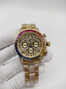 Luksusowe zegarki dla mężczyzny automatyczne zegarek mechaniczny Rainbow Diamond Rame Bezel ze stali nierdzewnej Zegarek na rękę Zegarek na rękę