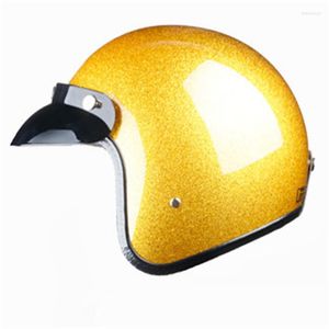 Motosiklet Kaskları Dot Onaylı Klasik Altın Renk Kask Vintage Açık Yüz Retro Scooter Binicilik 3/4 Jet Casco Moto Capacete