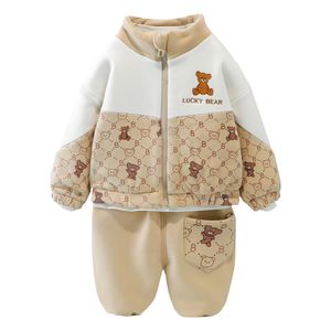 Kleinkind Baby Jungen Kleidung Sets Winterkleidung Sets 1 2 3 4 5 Jahre Kinder dicke Samtjacken Hosenpantshosen 2pcs Tracksuits