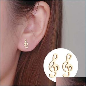 Stud Mini Musik Ohrringe Edelstahl Schöne Kleine Ohrstecker Für Frauen Charme Musiknote Ohrring Schmuck Geschenk Brincos Mujer Drop Dhm5E