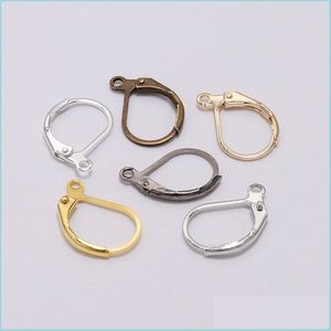 CLASPS HOOKS 20st/Lot 15x10mm Gold French Spake Earring Hooks Wire Inst￤llningar Bas Hoops ￶rh￤ngen f￶r DIY -smycken Tillbeh￶r 124 DHPLZ