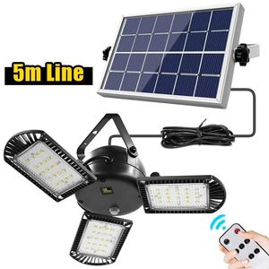 60LEDS Solar Garden Lights 800lm 3 Lamphuvud Justerbart sols￤kerhetsv￤ggsljus med fj￤rrtimer LED Garage