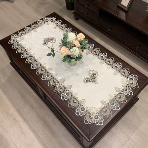 Linen Home Textile cloth Rectangle Cloth European Embroidered Table Cover Table Western Tea flower Solid Color Fabric Lace Book