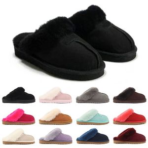 Männer Frauen Winter Hausschuhe Slides Sandalen Designer Pelz Sliders Slip-On Flip Flops Mode Kastanie Schwarz Grau Halten Warm Dicker Boden Herren Slipper Slide Sandal Scuffs