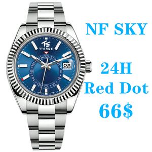 NF DR LUXURY MENS SPORT WATCH SKY REDY RED DOT H 自動機械的マルチ機能ビジネス904L腕時計デュアルタイムゾーン明るい防水ドウェル