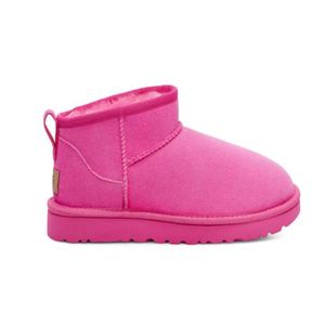 Mujeres ultra mini botas de nieve zapatilla U F22 invierno nuevo popular Tobillo Piel de oveja felpa mantener botas calientes con tarjeta bolsa para polvo hermosos regalos Antílope Reno Color