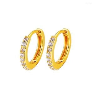 Hoop Earrings Tiny Cubic Zircon Inlaid Fashion Women Girls 18k Yellow Gold Filled Exquisitived Pretty Jewelry Gift