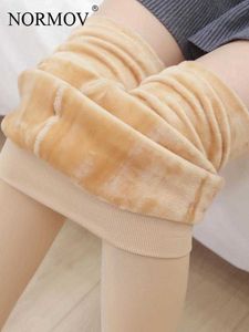 Women's Leggings NORMOV Winter Thermal Pantyhose Women Thicken Stockings Fake Translucent Pantyhose Fleece Tights High Waist Elastic Wool Socks T221014