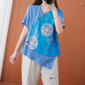 Ethnic Clothing 2022 Traditional Chinese Style Women Top Retro Flower Print Hanfu Tops Elegant Oriental Tang Suit Blouse 30765