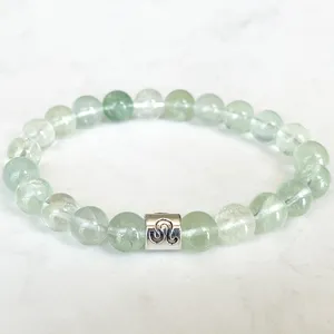 Strand MG1665 Nuovo design Leo Zodiac Bracciale da donna 8 MM Grado A Fluorite verde Energia Polso Mala Gioielli naturali fatti a mano con pietre preziose