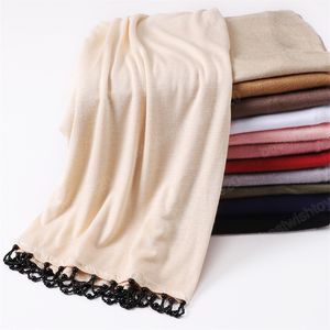 Łańcuch Jersey Hidżabs for Woman Plain Scarf Premium Scarves Muzułmańskie kobiety Hijab Jersey Turban Islamski odzież 172x72 cm