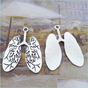 Charms 50st/parti 39x30mm Vintage Antique Sier Plated Zinc Eloy Lung Charms 217 Q2 Drop Delivery 2022 Smyckesfyndkomponenter DHG3V