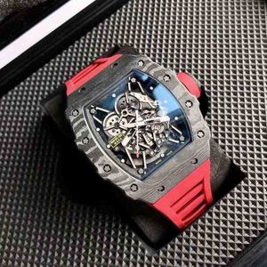 Luxury RM Wristwatch Mill Business Leisure RM3502 Automatisk mekanisk Millr Titta på kolfiberskal ihålig band Mänklockor J98R