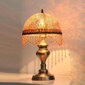 Table Lamps Mosaic Coffee Glass Lights European Contracted D10" X H18" Luxury Bronze Base Living Room Reading Desk Lighting