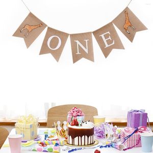 Party Decoration 1PC Banner Linen Animal Giraffe Bunting Garland f￶r f￶delsedagsheminredning